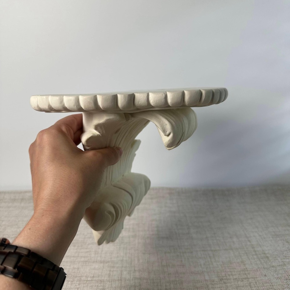 Handmade White Acanthus Wall Shelf Corbel | Architectural Decor - Picture 3 of 12